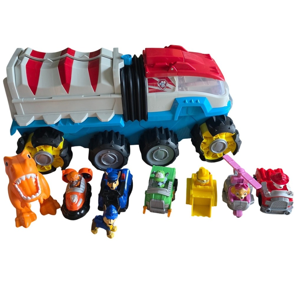 PAW Patrol Dino Rescue Dino Patroller Motorized Vehicle T-Rex &6 Pup Figures Set